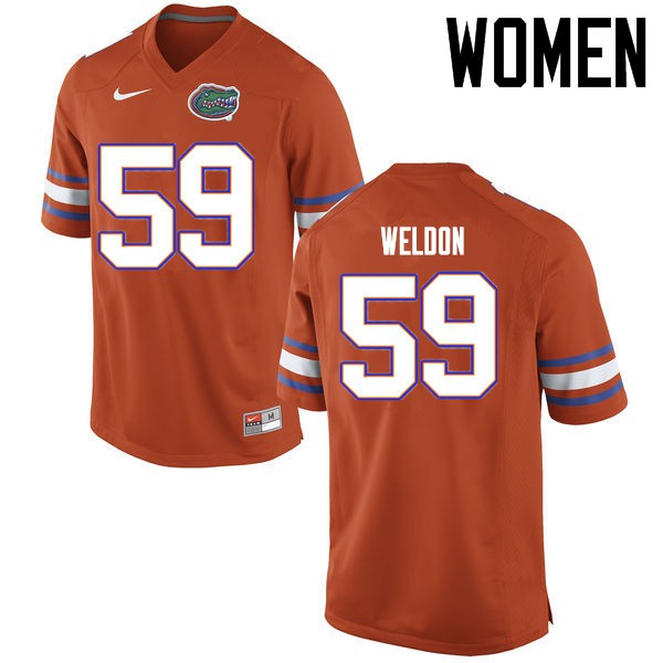 Florida Gators Women #59 Danny Weldon College Football Jerseys Orange